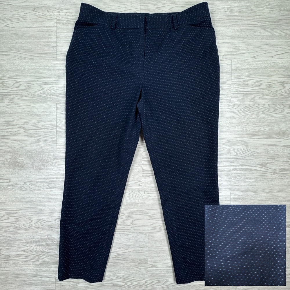 Brooks Brothers Womens Pants 14P Navy Blue Micro Dot Ankle Dress Trousers Office